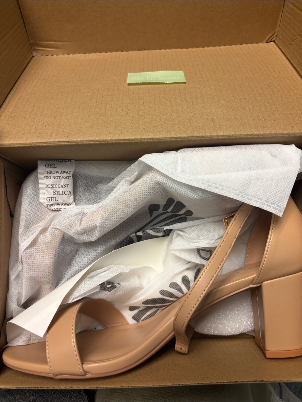 Nude Block Heel Sandal with Ankle Strap - Women